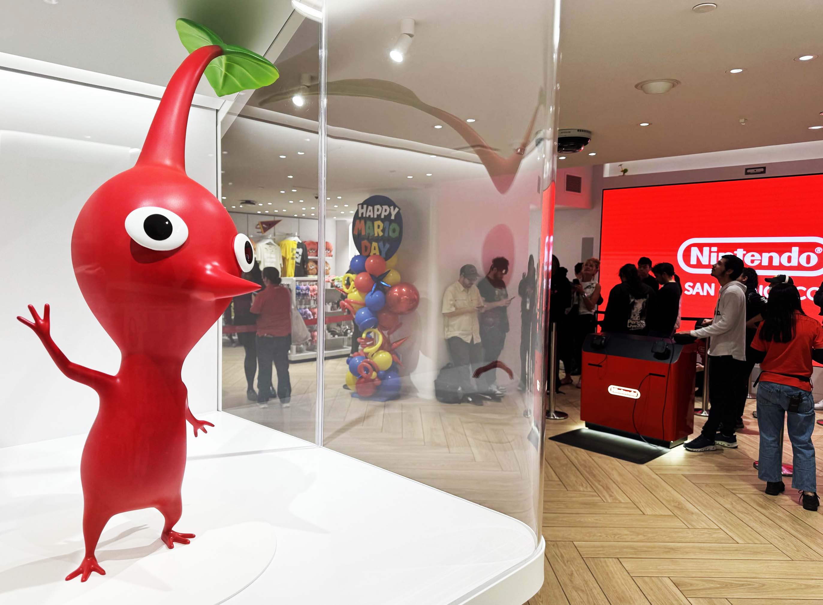 Red pikmin at the Nintendo store
